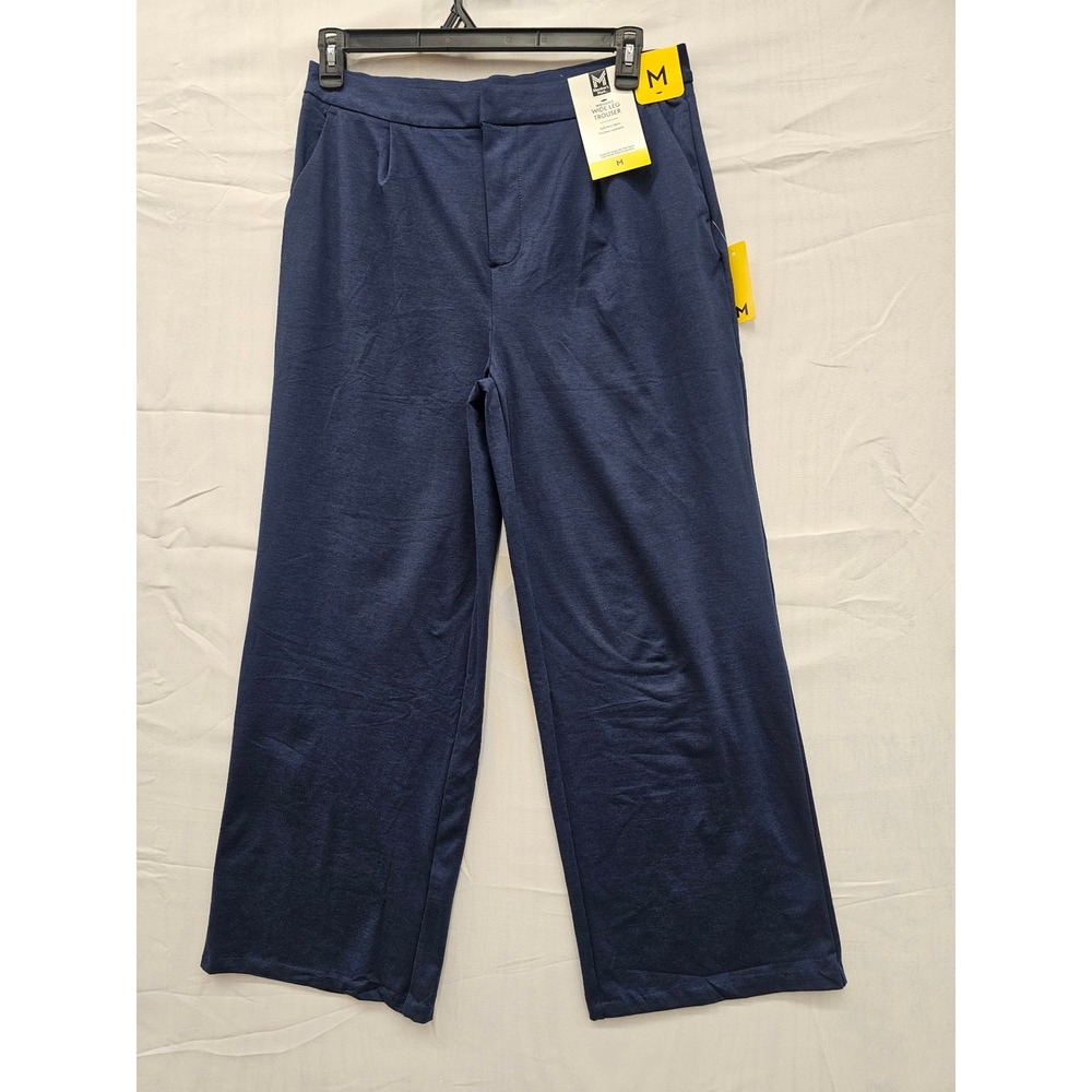 Member's Mark Womens Wide‎ Leg Trouser Blue Knit Stretch Pants Medium NWT